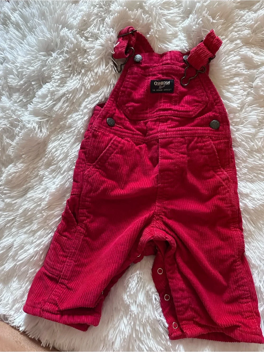 Baby Christmas, Osh Kosh red corduroy overalls 3-6 months
